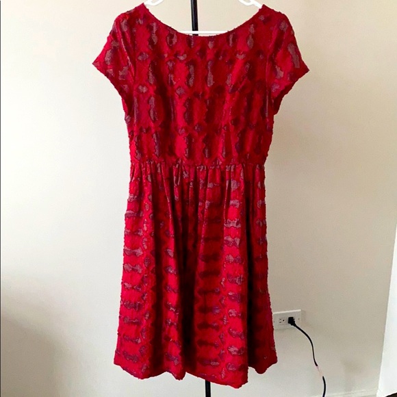 Moulinette Soeurs red brocade cocktail dress - Picture 2 of 5